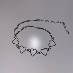 Silver Heart Choker Necklace